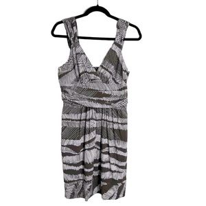 BCBG Maxazria Cocoa Combo Safari Print Dress Pockets Sleeveless Lined Size 6